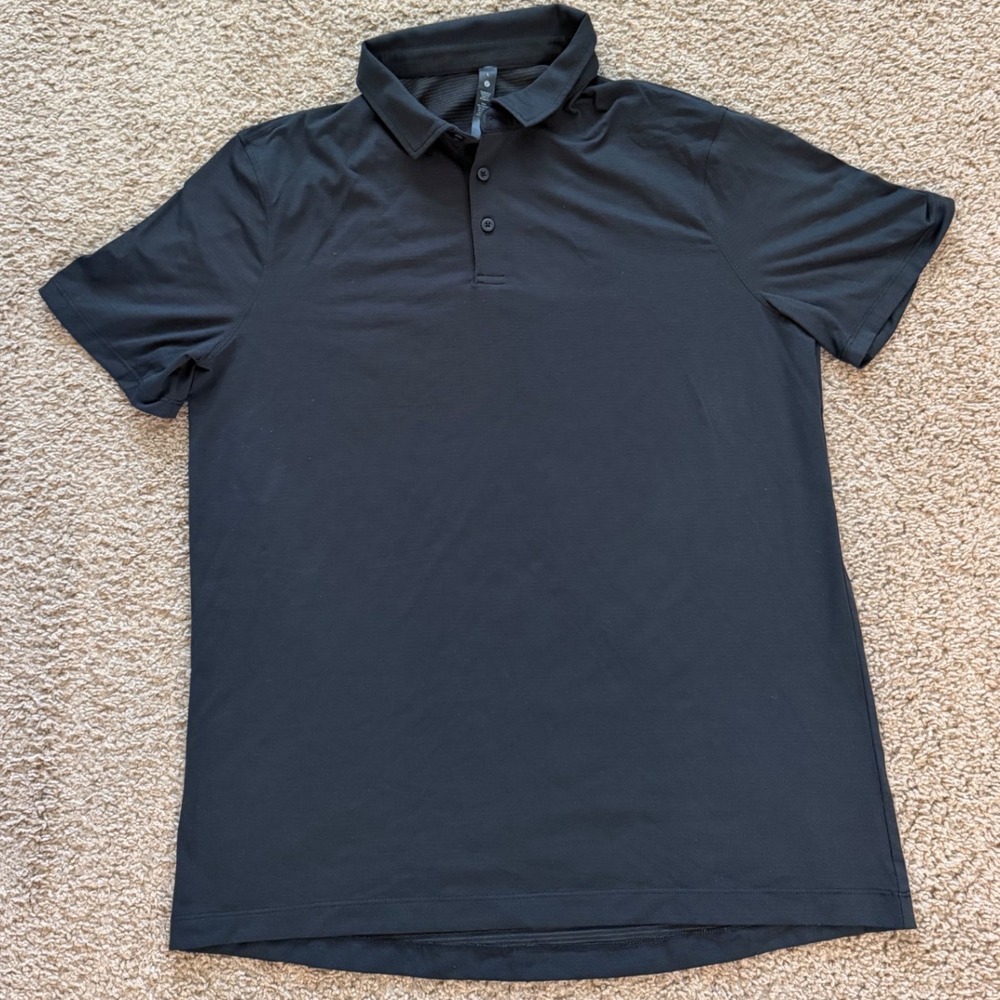 Lululemon Evolution Polo Shirt Mens Size Large Black Short Sleeve LM3CY5S